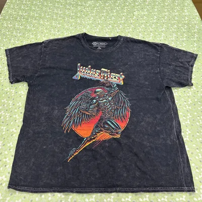 Judas Priest Tシャツ ブラック ケミカルウォッシュ