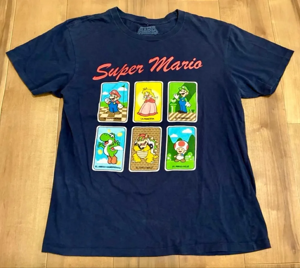 SUPER MARIO スーパーマリオ スペイン語 Tシャツ M 任天堂 ゲーム
