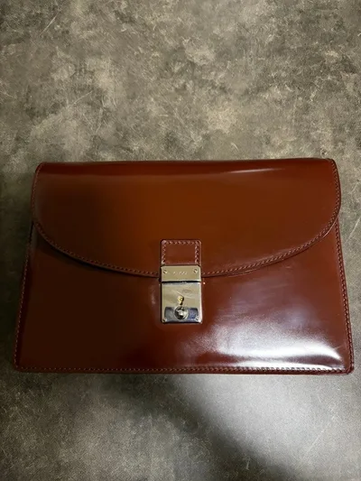 GUCCI ヴィンテージバッグ ブラウン エナメル