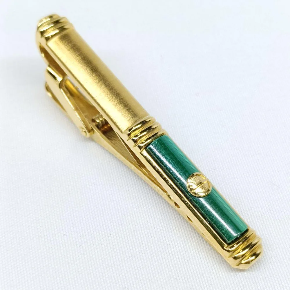 【美品】dunhill ネクタイピン ゴールド グリーン マラカイト