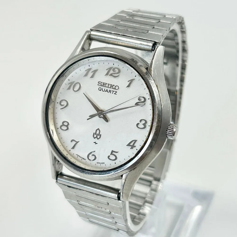 SEIKO クォーツ シルバー ヴィンテージ メンズ 時計 稼働 新品電池