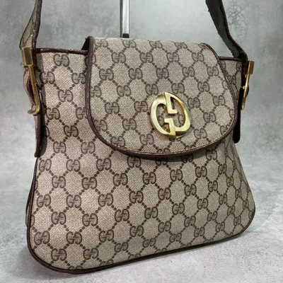 ✨Rare✨GUCCI GG กระเป๋าสะพาย โลโก้หนังสีเบจ สีน้ำตาล