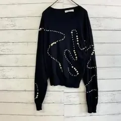 ZARA KNIT ザラ ニット パール ビーズ 装飾 ニット ブラック S
