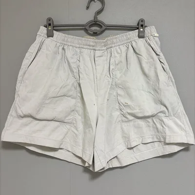 ノーブランド ショートパンツ ワイド 無地 L 白 綿 デイリー