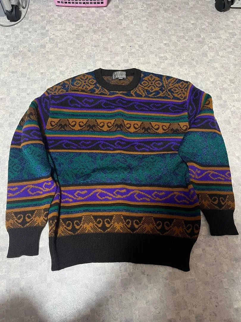 DEMAIN CLAIR 総柄ニット vintage レトロ古着