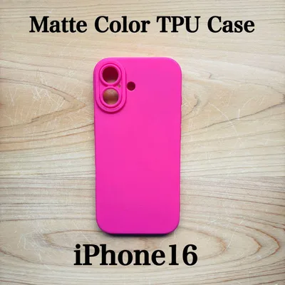 【iPhone16】シンプルカラー ソフトケース 耐衝撃 マットピンク