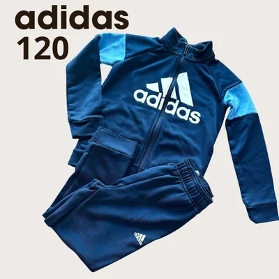 adidas キッズ ジャージ 上下セット 120cm ネイビー×ブルー