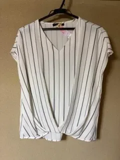 ブラウス ストライプ イング OL通勤服 美品 Mサイズ クリーニング済
