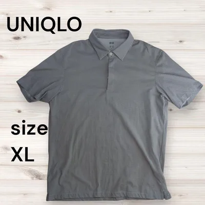 ユニクロ ポロシャツ XL グレー ボーダー ピンボーダー 半袖 大きいサイズ