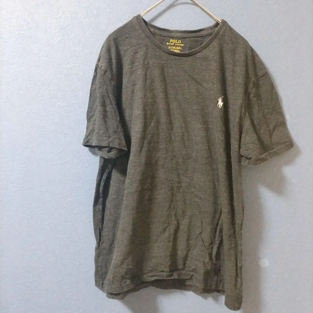 ポロラルフローレン Tシャツ クルーネック 半袖 ワンポイント 無地 S 灰 綿