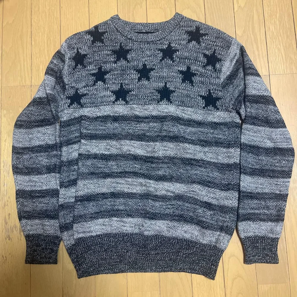 AZUL by moussy 星柄 ボーダー ニット セーター