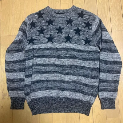 AZUL by moussy 星柄 ボーダー ニット セーター