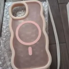 MagSafe対応 スマホケース ウェーブフレーム ピンク iPhone15用