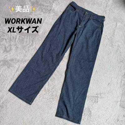 【美品】 WORKWAN メンズ ストレートデニム インディゴブルー XL