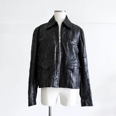 1970s80s Vintage パッチワークレザージャケット ブラック