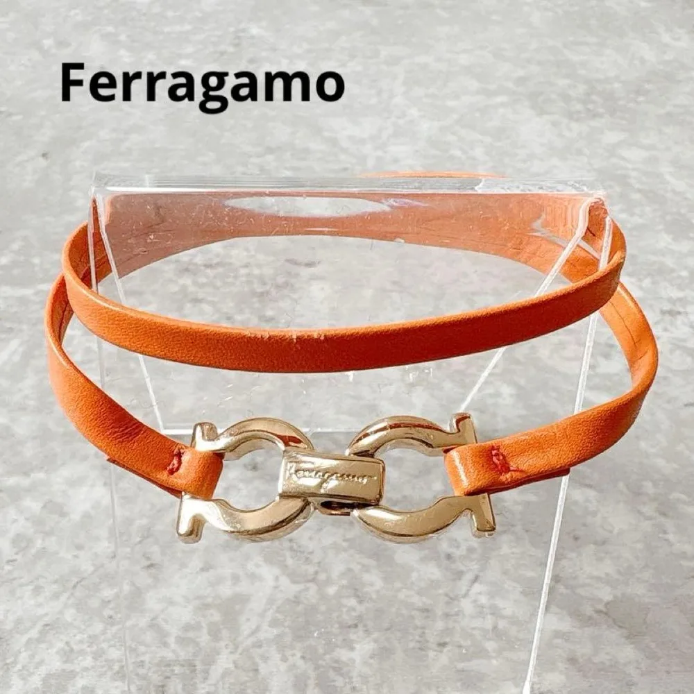 フェラガモFerragamo ガンチーニ2連レザーブレスレット vintage