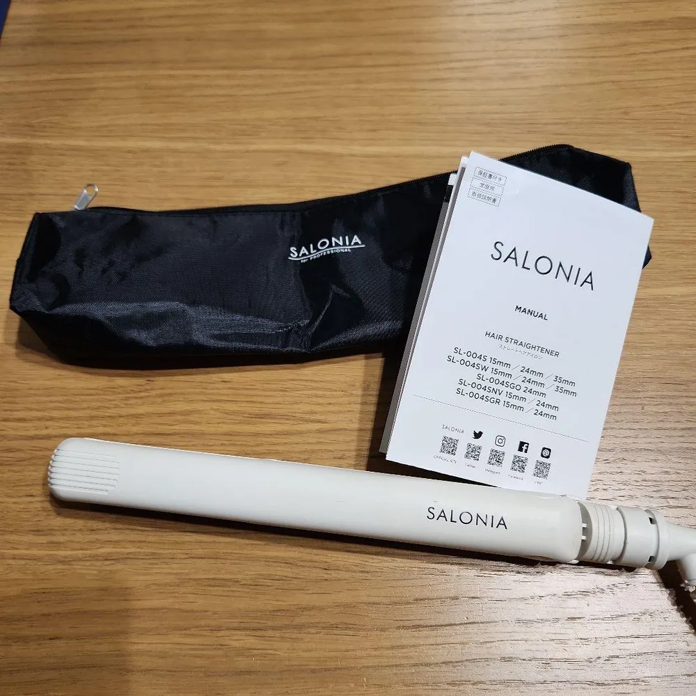 SALONIA ストレートヘアアイロン SL-004SW 本体 専用ポーチ付