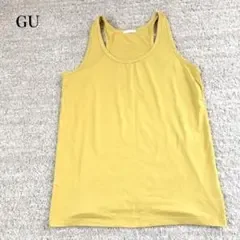 GU タンクトップ ノースリーブカットソー Uネック ビジュー装飾 カジュアル
