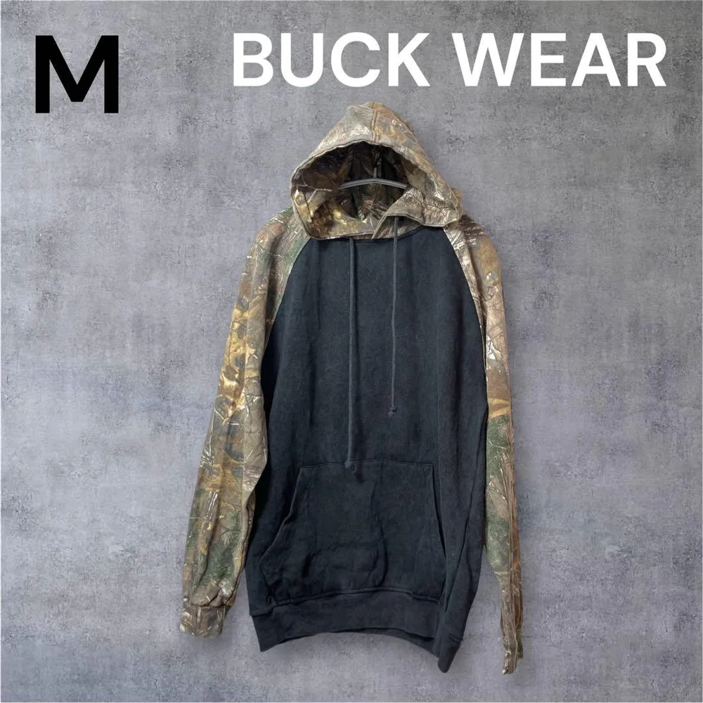 BUCKWEAR パーカー スウェット M 黒 裏起毛 防寒 プルオーバー 秋