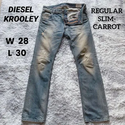 ディーゼル DIESEL KROOLEY メンズデニムパンツ ダメージ 革パッチ