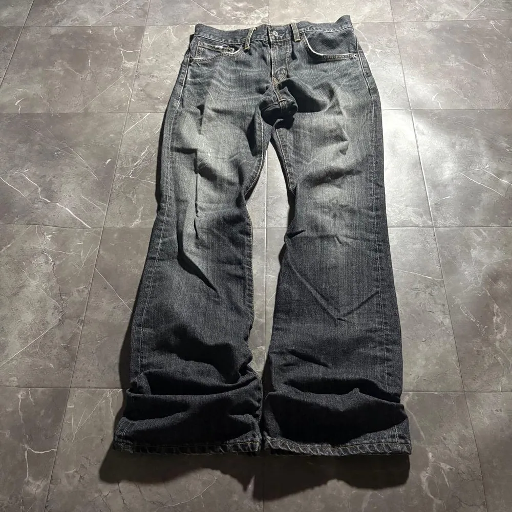 00s archive flare faded black denim y2k