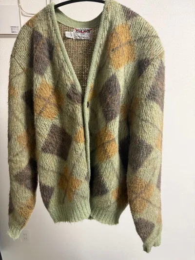 vintage KEEN MAN モヘア混 アーガイル柄 カーディガン M