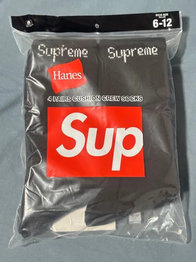 Supreme / Hanes crew socks 1足(2枚) ブラック
