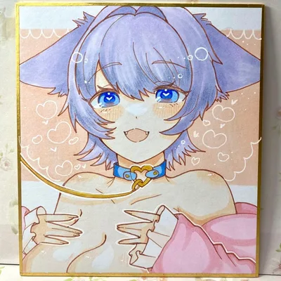 46【原画】手描きイラスト 猫耳 ねこ耳 女の子 アナログイラスト 一点物