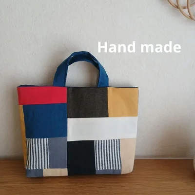 ハンドメイド パッチワーク トートバッグ ミニバッグ