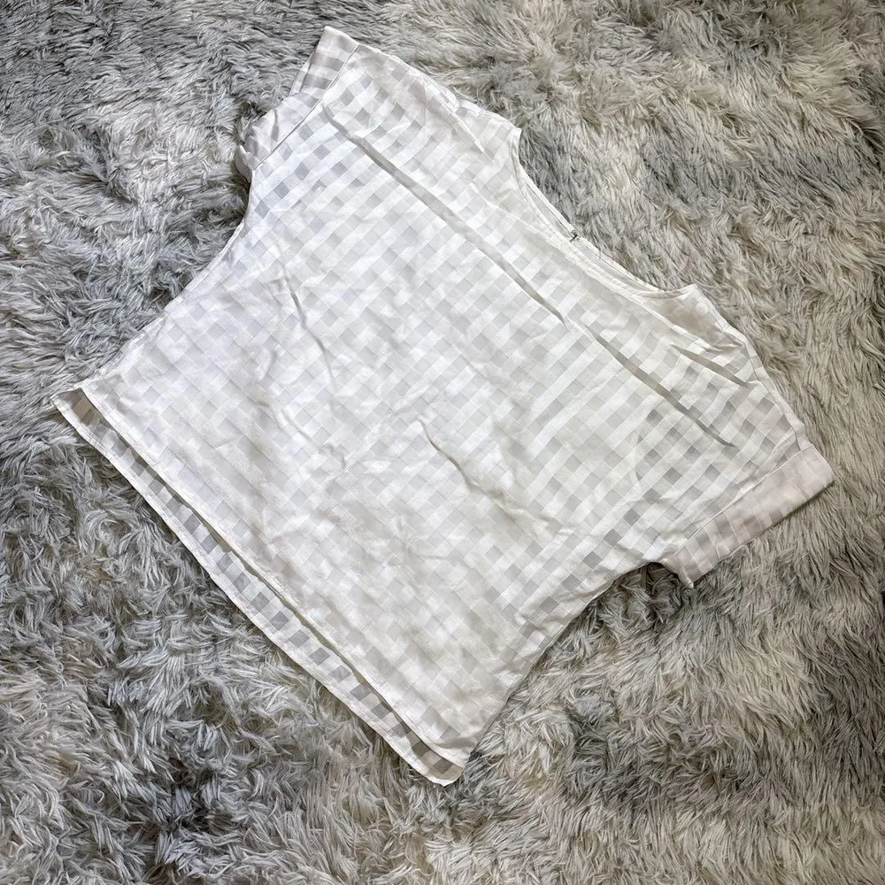 ROPE ロペ(38)半袖 シャツ チェック ホワイト 白 レディース
