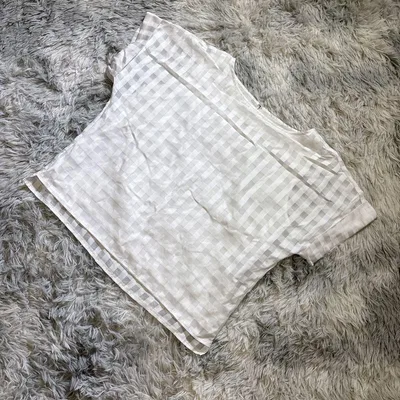 ROPE ロペ(38)半袖 シャツ チェック ホワイト 白 レディース