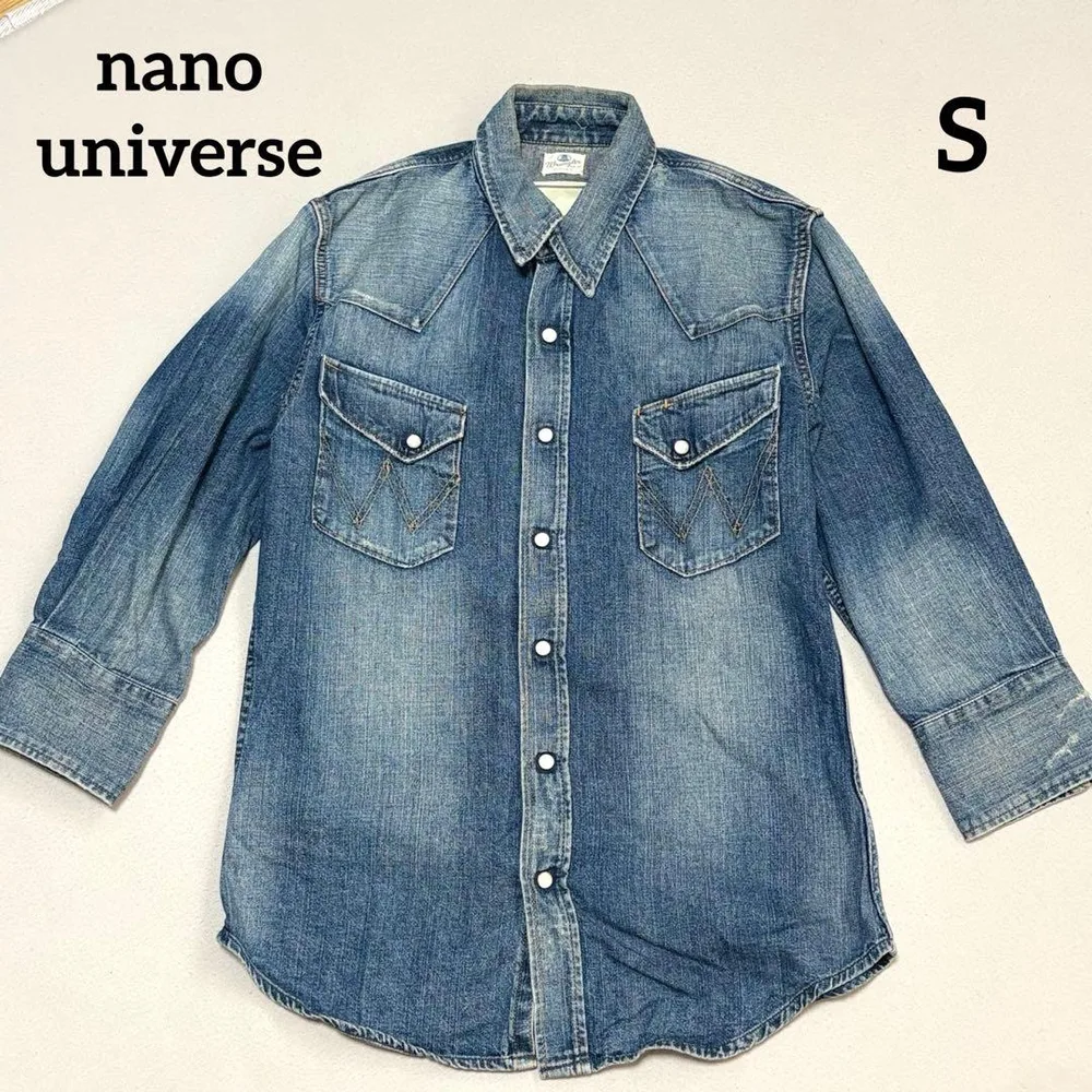 nano universe ヴィンテージ加工デニムシャツ ウエスタンシャツ