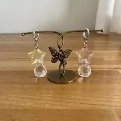ハンドメイド 星とクリスタル チャーム 2個セット