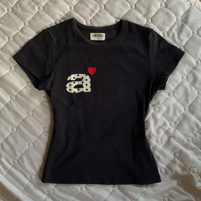 aeae 半袖 Tシャツ ネイビー ロゴ ハート