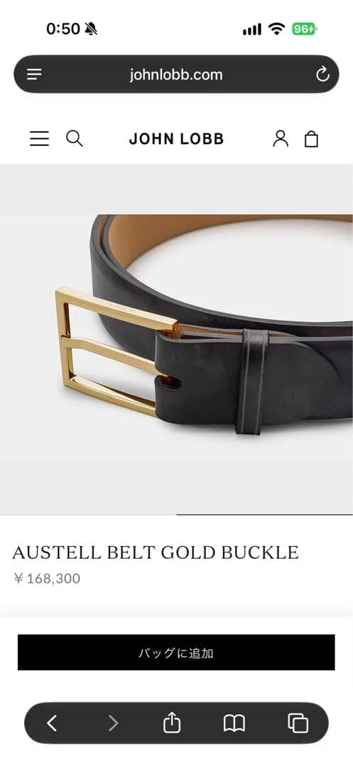 美品 ジョンロブ AUSTELL ベルト ゴールドバックル ブラック
