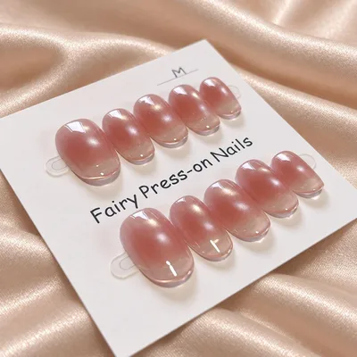 【現品 Mサイズ】ネイルチップ クリアフレンチ ピンク マグネット シンプル