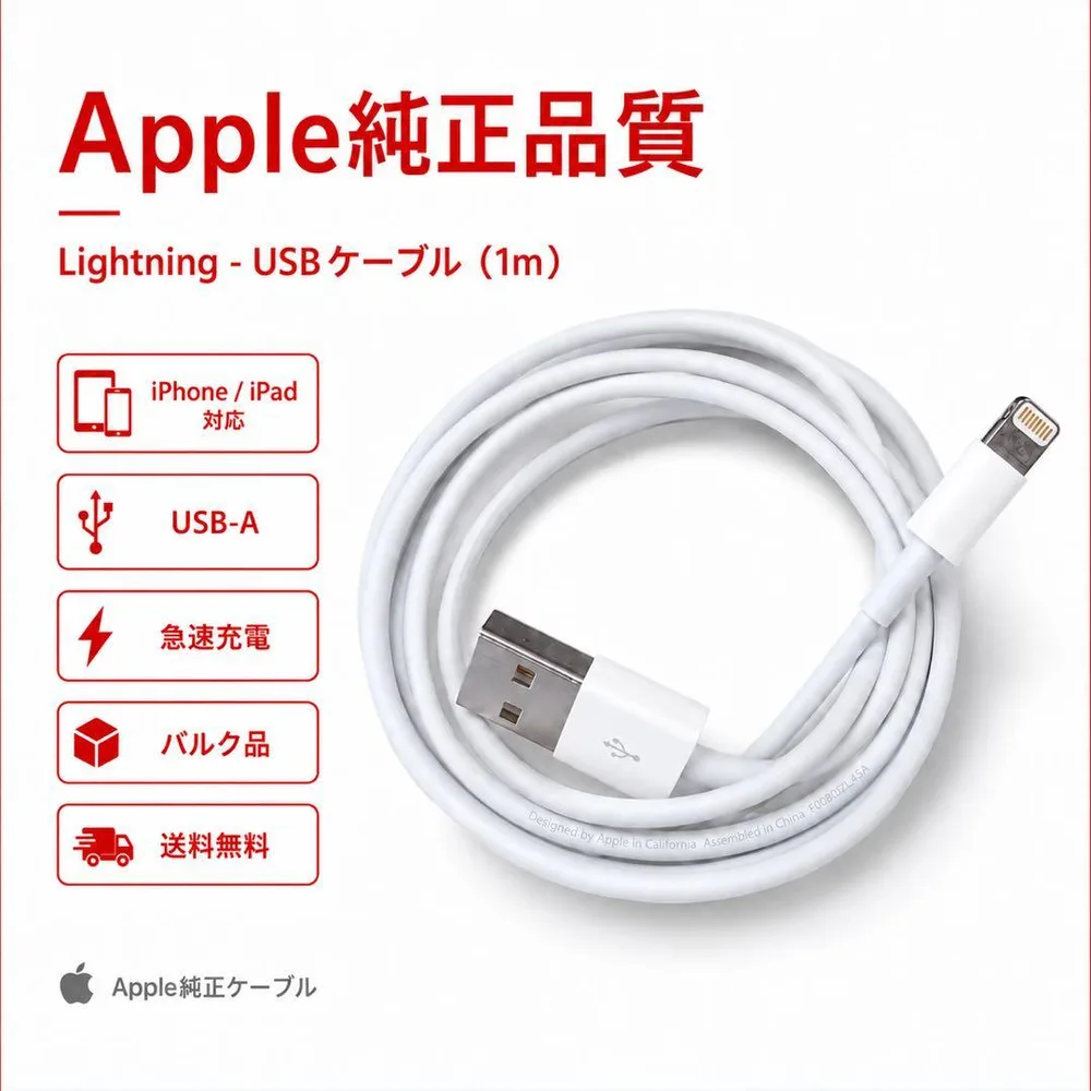 純正品質 iPhone 充電器 ライトニングケーブル 1本 新品