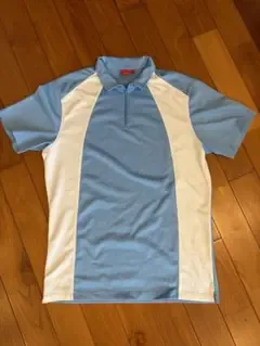 J.LINDEBERG 半袖ゴルフポロシャツ M 水色 ハーフジップ