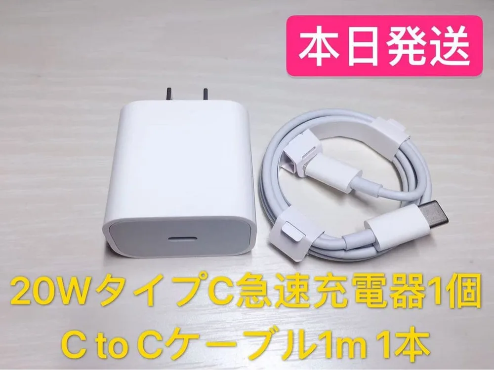 1m ケーブル iPhone16 USBタイプC&20W PD急速充電器セット