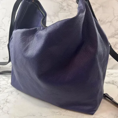 ほぼ未使用品 姫路レザー 本革 レザー 2wayショルダーバッグ リュック 青黒