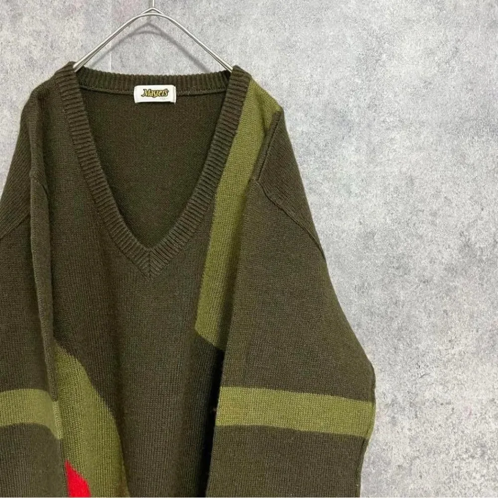 90s vintage 柄ニット メンズLL 古着 個性派 アクリル