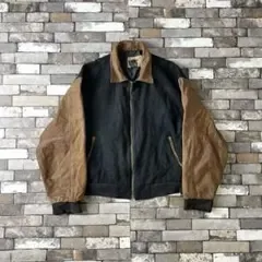 90-00s Leather 本革 スタジャン 袖襟レザー ブラウン ブラック