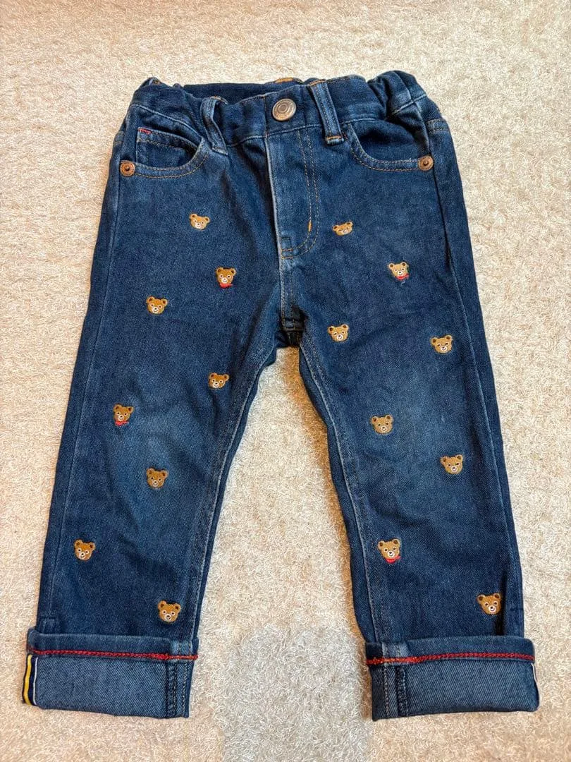 ミキハウス プッチーくん 総柄 パンツ 90 秋冬