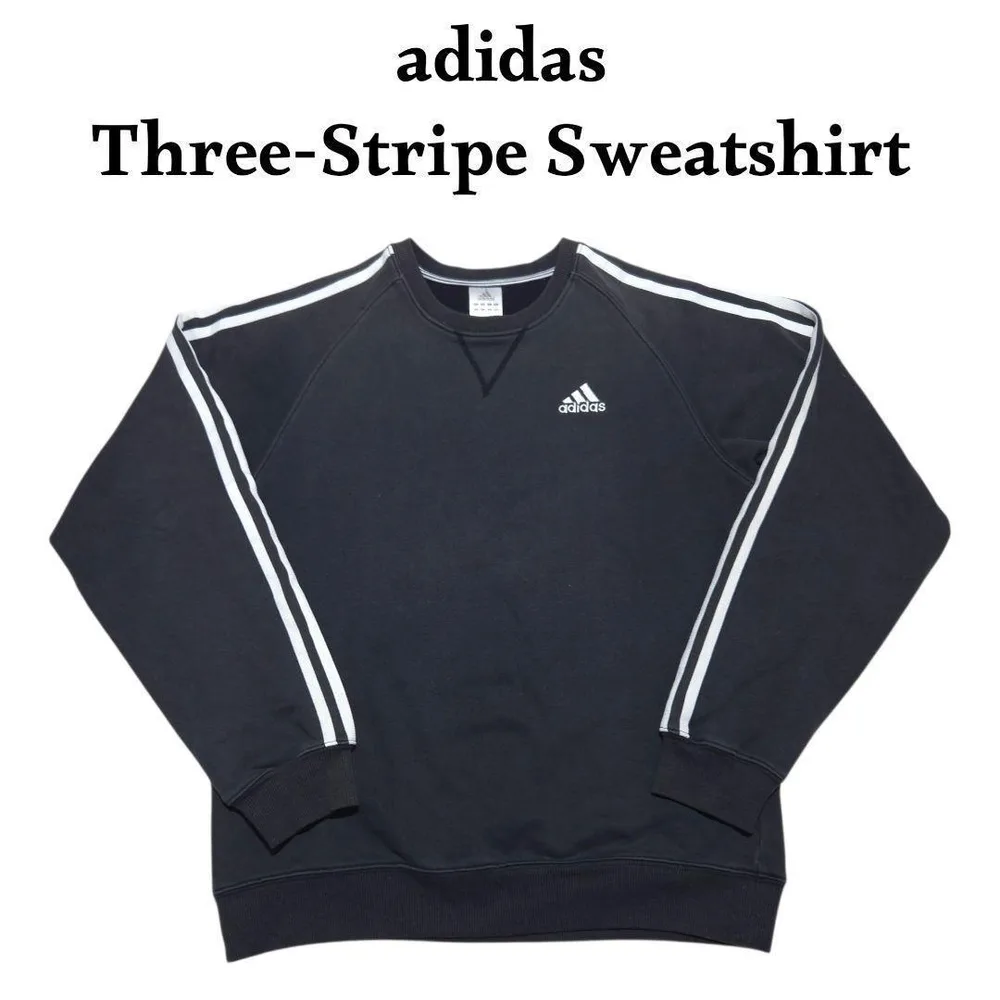 00s adidas 前Vスウェット パフォーマンスロゴ刺繍 フェードブラック