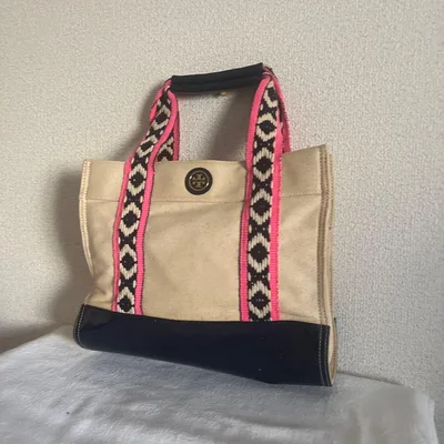 TORY BURCH キャンバストートバッグ ベージュ、ピンク