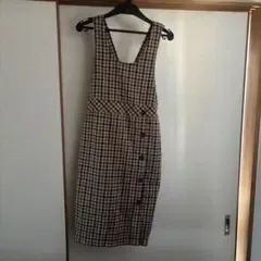 GU チェック柄 ジャンバースカート 150cm