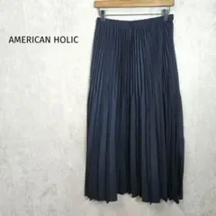 アメリカンホリック【F】ロングプリーツスカート ネイビー a6538