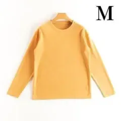 Tシャツ 長袖 レディース 丸首 無地 シンプル 吸汗速乾 オレンジ