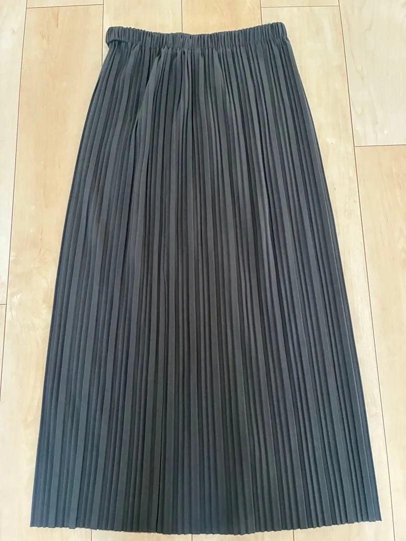 กระโปรงจับจีบยาว สีเทา M ไซส์ Shimamura