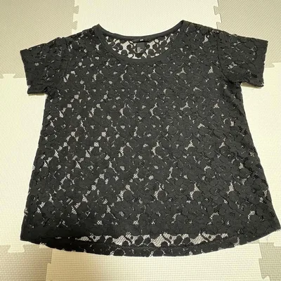 H&M レース 半袖ブラウス ブラック Sサイズ